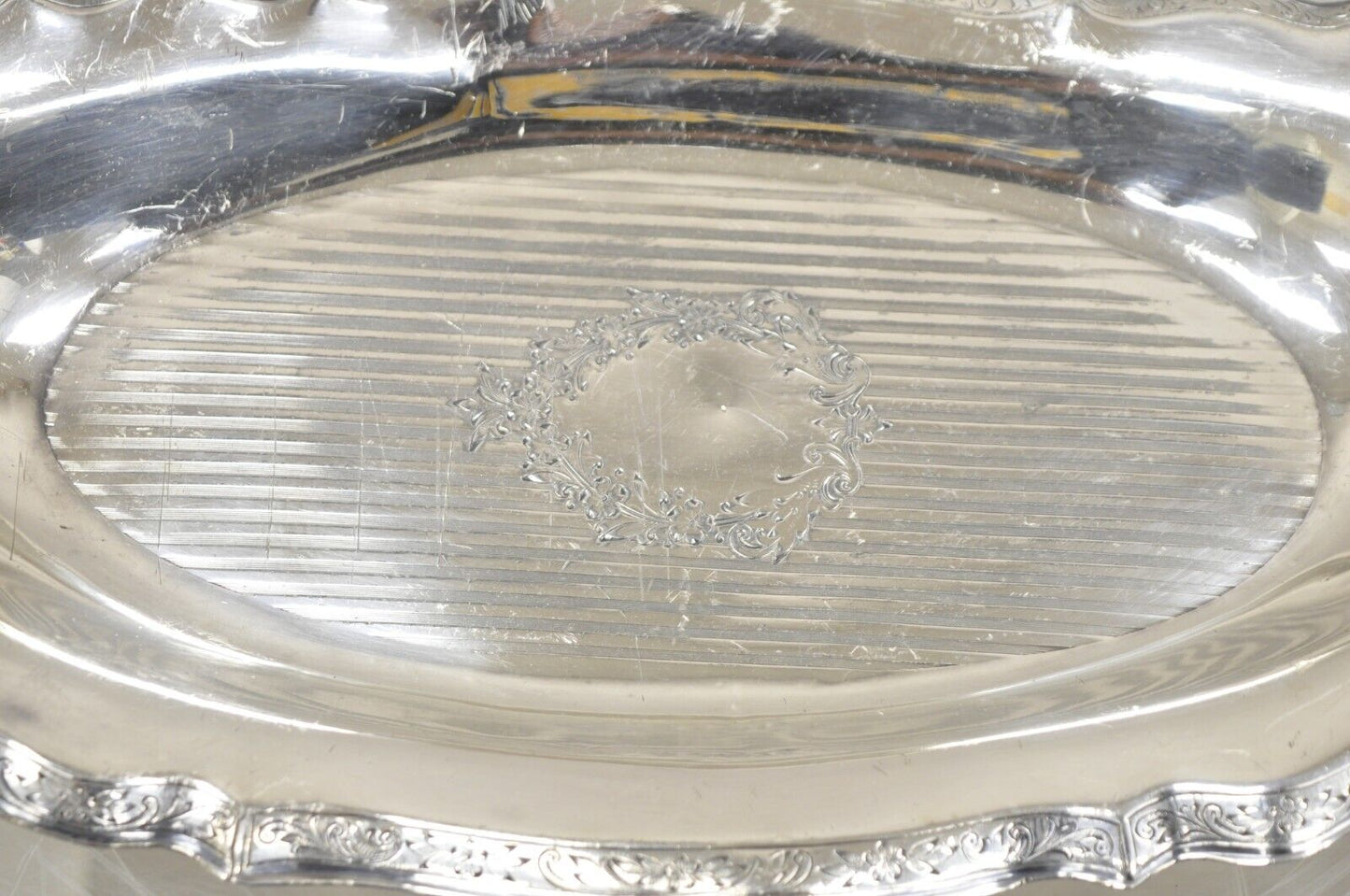 Vintage Art Nouveau Silver Plated Oval Trinket Dish Candy Dish Tray