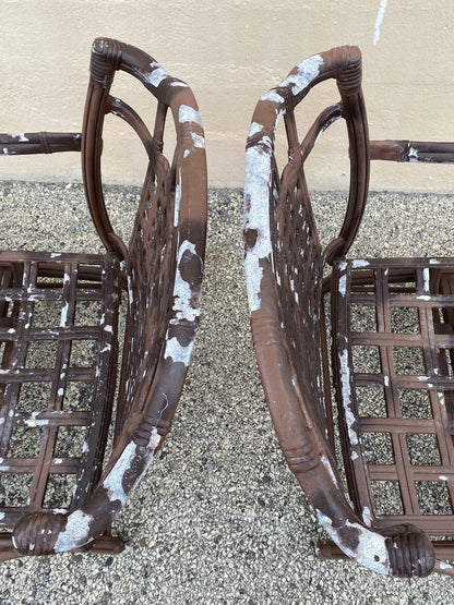 Cast Aluminum Basket Weave Lattice Patio Outdoor Rocking Lounge Chairs - a Pair