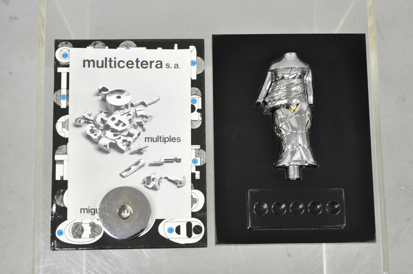 Miguel Berrocal La Mini Cariatide Nickel Plated Puzzle Sculpture Box and Book
