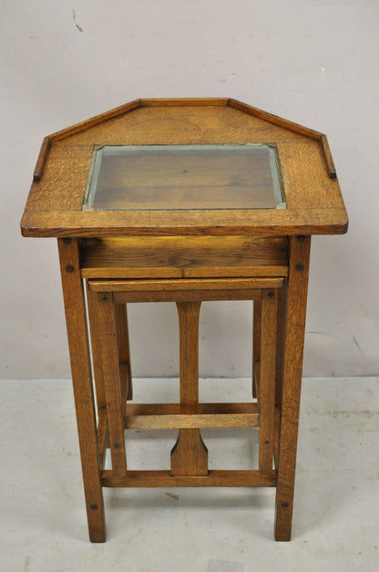 Antique H.T. Cushman Betumal Oak Telephone Stand Small Child's Desk