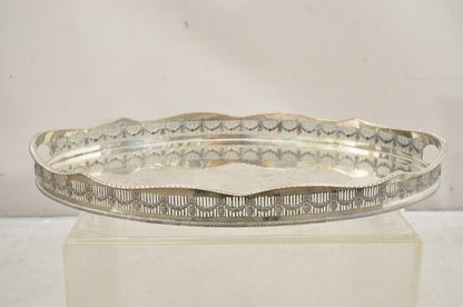 English Sheffield William Adams Silver Plated Pierced Drape Gallery Oval Tray
