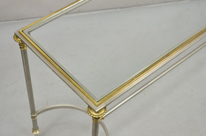 Maison Jansen Style Steel and Brass Neoclassical Directoire Console Sofa Table