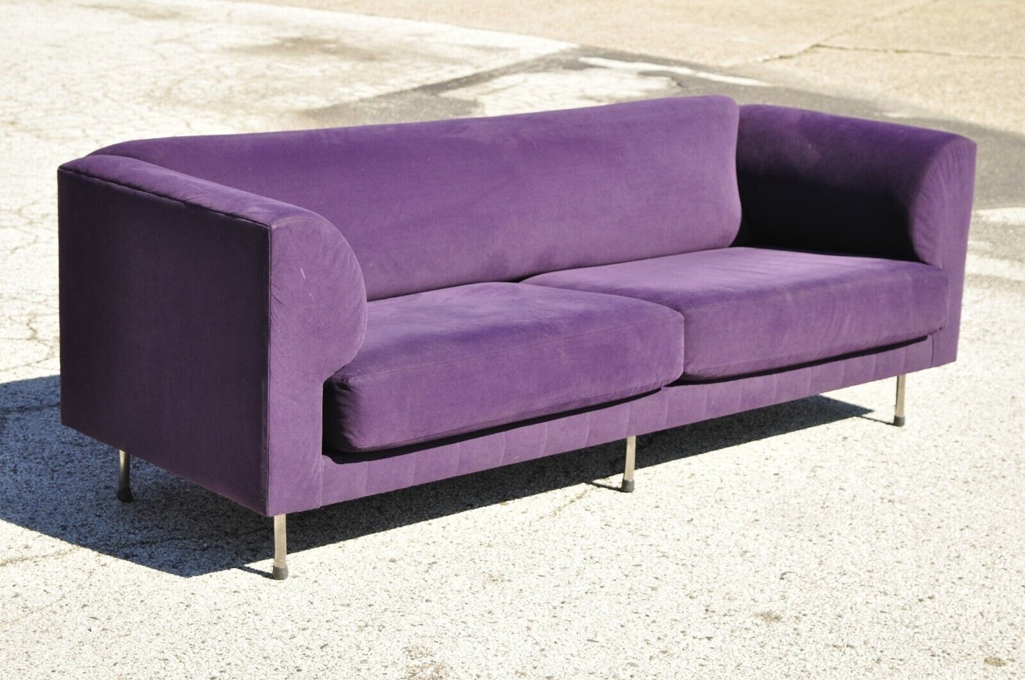 Larry Laslo for Directional Purple Modern Italian Bauhaus Style Chrome Leg Sofa