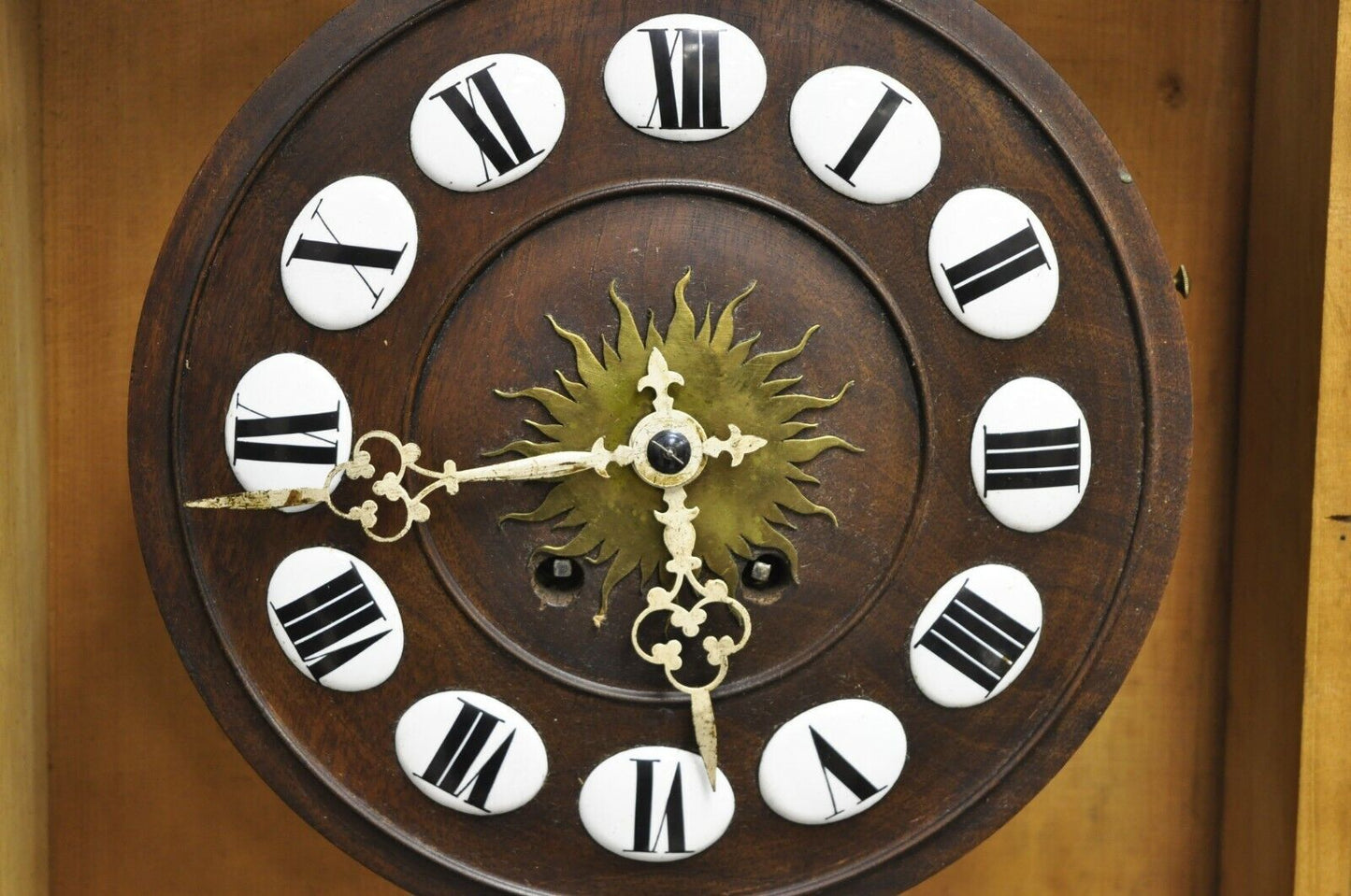 Antique French Empire Victorian Bronze Ormolu Walnut Vatican Wall Clock