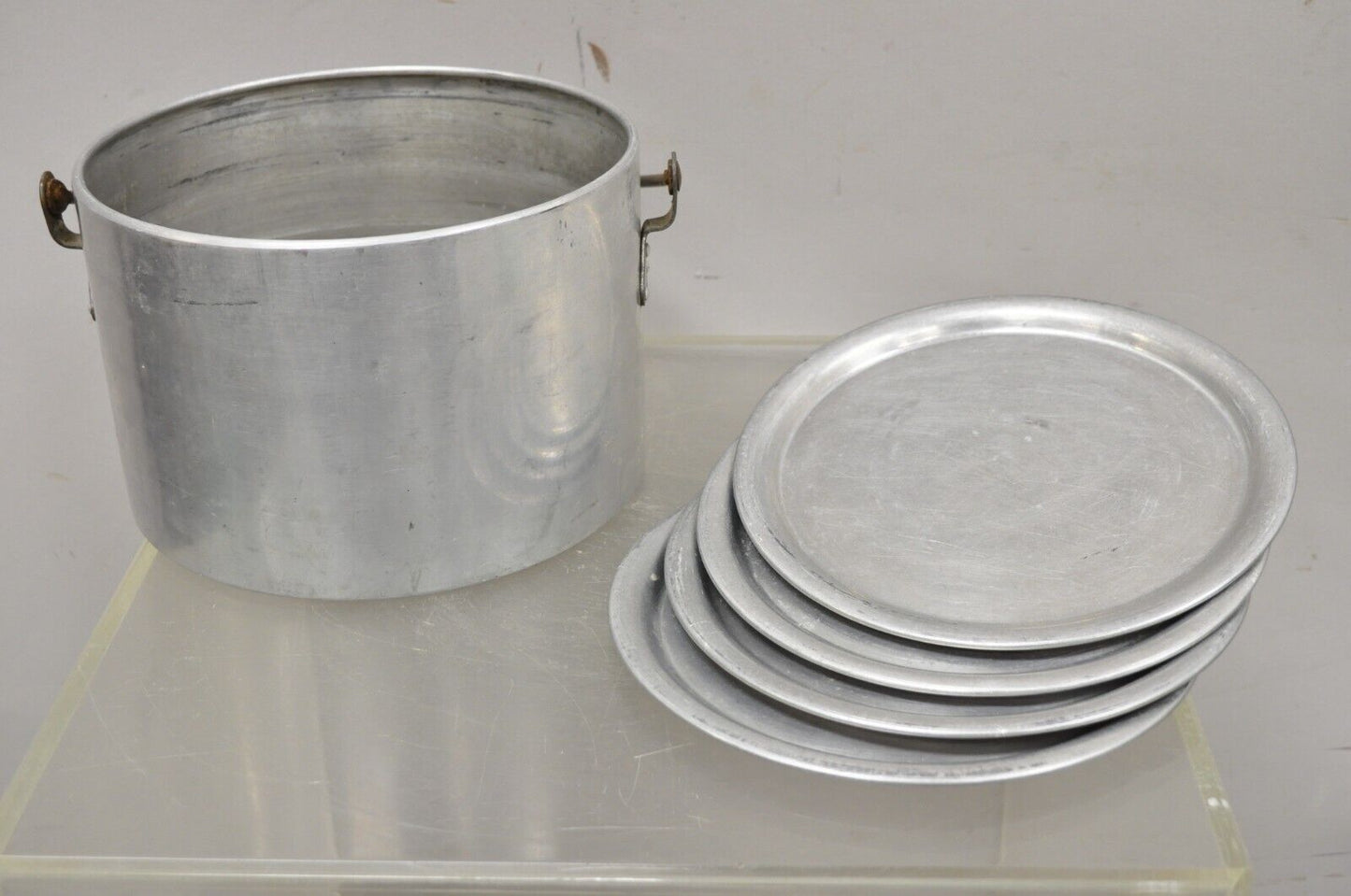 Vintage Victor Aluminum Camp Cooking Set Pot with Handle Plates & More 8 Pc Set