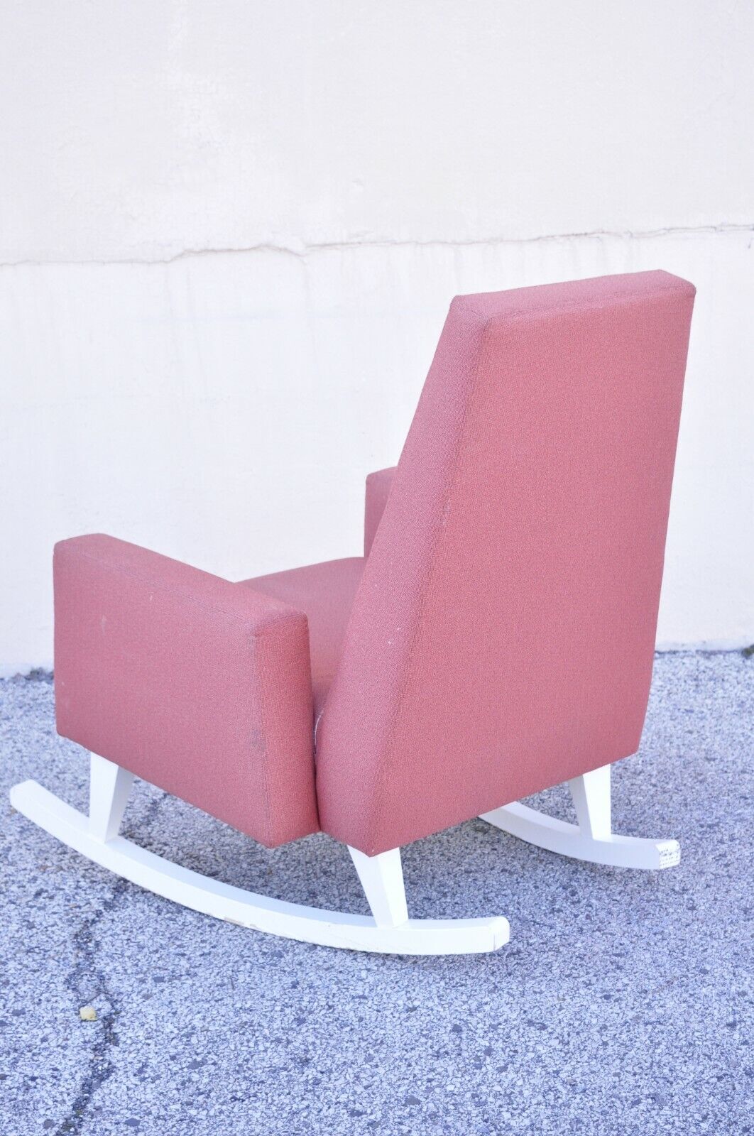 Mid Century Modern Style Wide Frame Sculptural Upholstered Rocker Rocking Chair