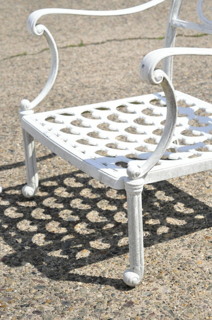 Regency Scrollwork Aluminum Garden Patio Lounge Arm Chairs with Ottoman- a Pair