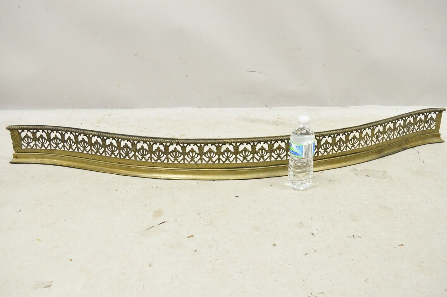 Victorian English Brass 55" Fireplace Serpentine Mantel Fender Bellflower Design