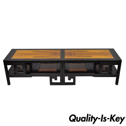 Michael Taylor for Baker Rosewood & Black Greek Key Asian Long Coffee Table