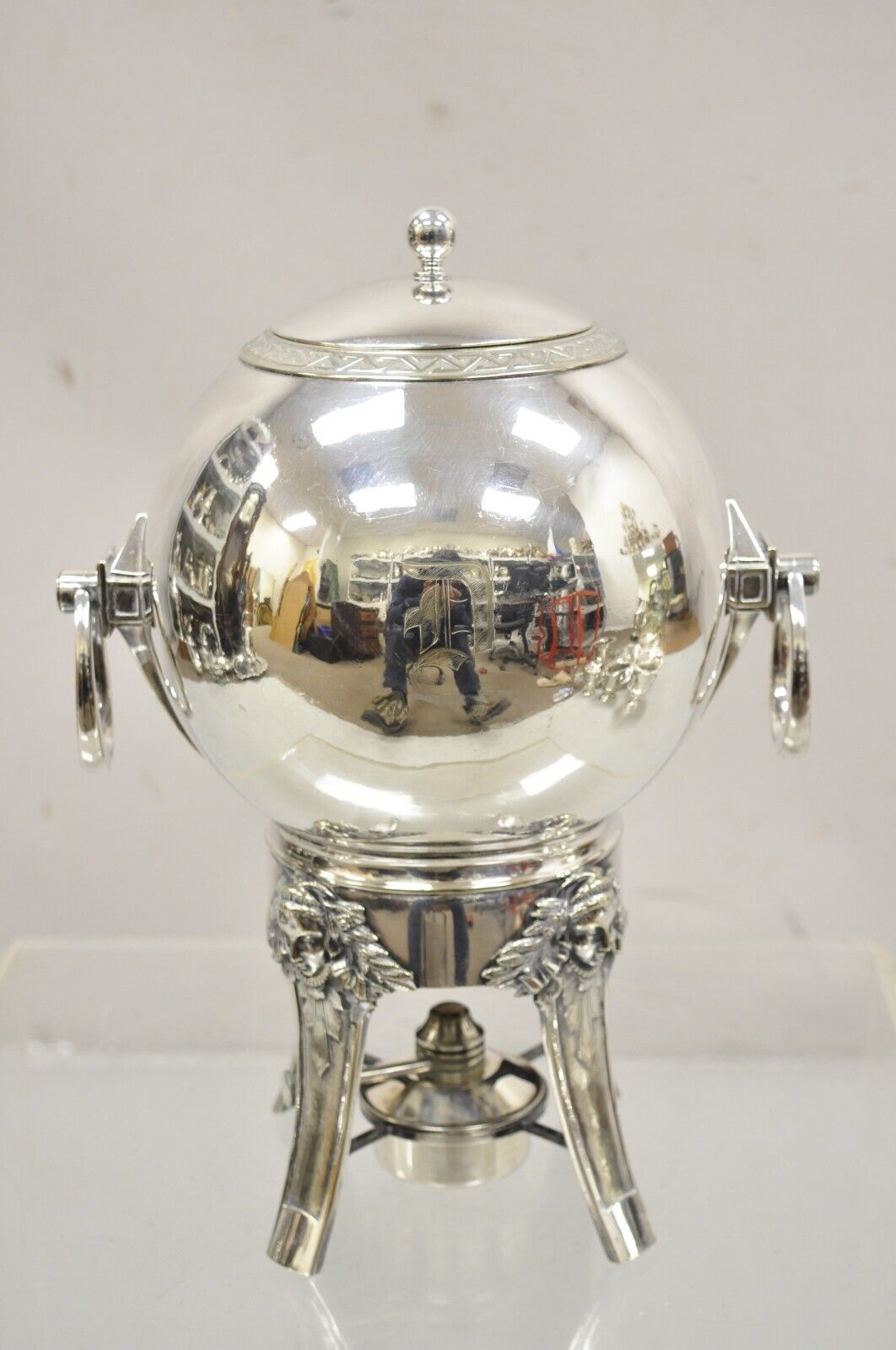 Gorham Co Figural Silver Plated Art Deco Ball Form Samovar Hot Water Dispenser