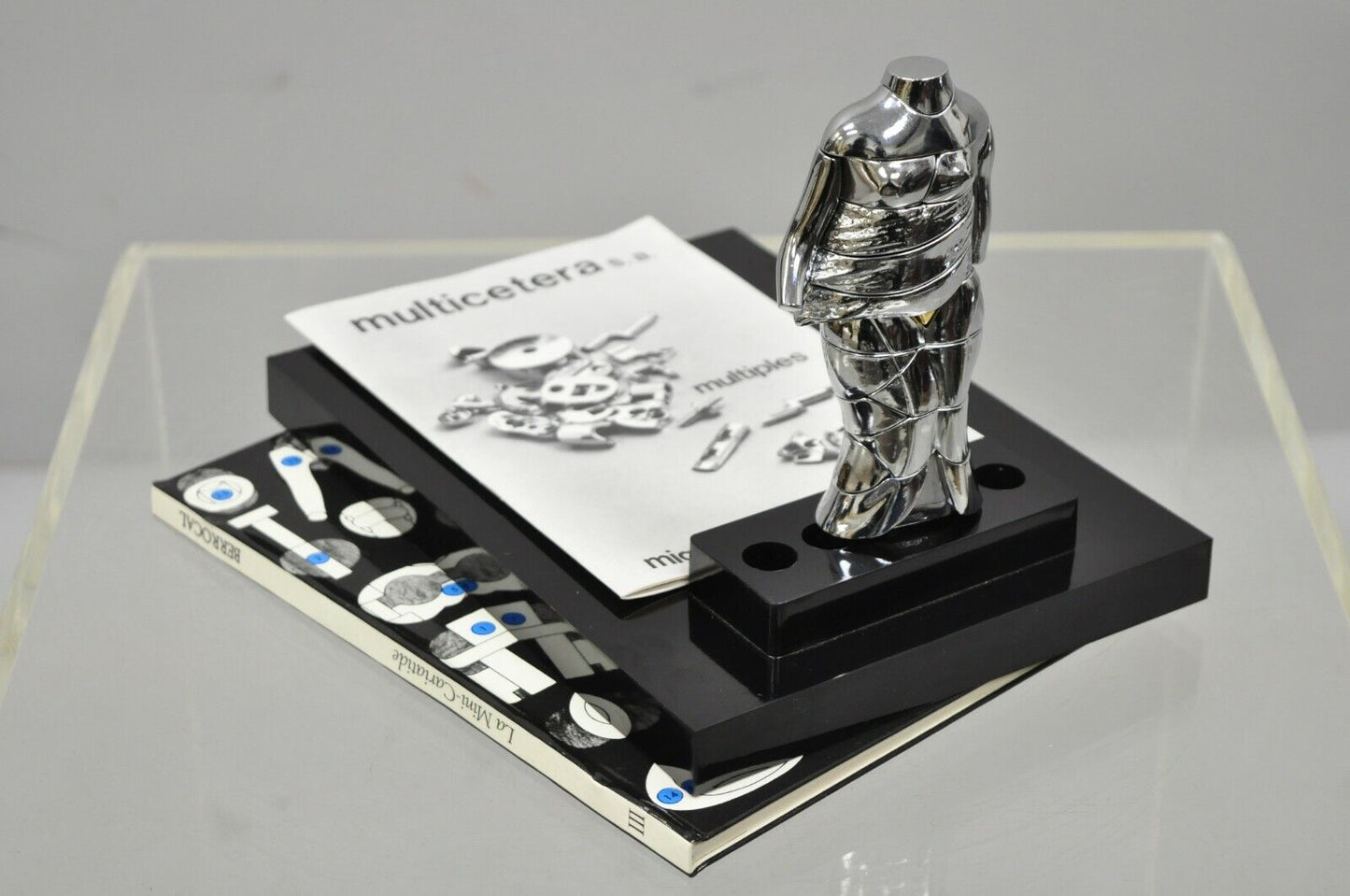 Miguel Berrocal La Mini Cariatide Nickel Plated Puzzle Sculpture Box and Book