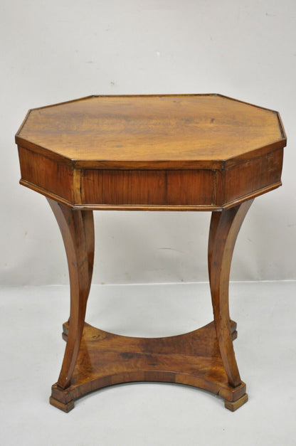 Antique Cherry Wood Italian Biedermeier One Drawer Accent Lamp Side Table