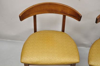 Mid Century Modern Cherry Wood Curved Back Hoof Leg Side Chair - a Pair