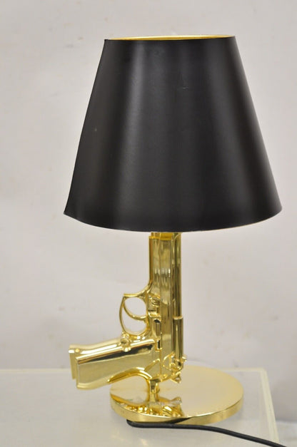 Flos with Starck Phillpe Starck Gold Bedside Gun Table Lamp with Shade