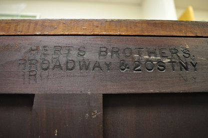 Antique Herts Brothers Edwardian Bronze & Satinwood Inlay Mahogany Chest Dresser