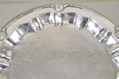 Vintage Federal Silver Co. Silver Plated Large Round Twin Handle Platter Tray