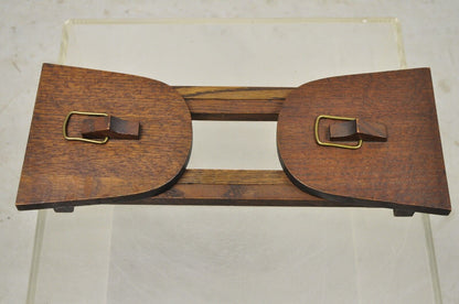 Antique Oak Wood Arts & Crafts Expandable Book Holder Rack Bookends