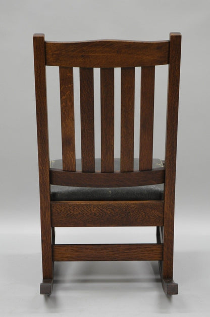 Signed L.&J.G. Stickley Mission Oak Youth Nursing Rocking Chair Rocker Slat Back