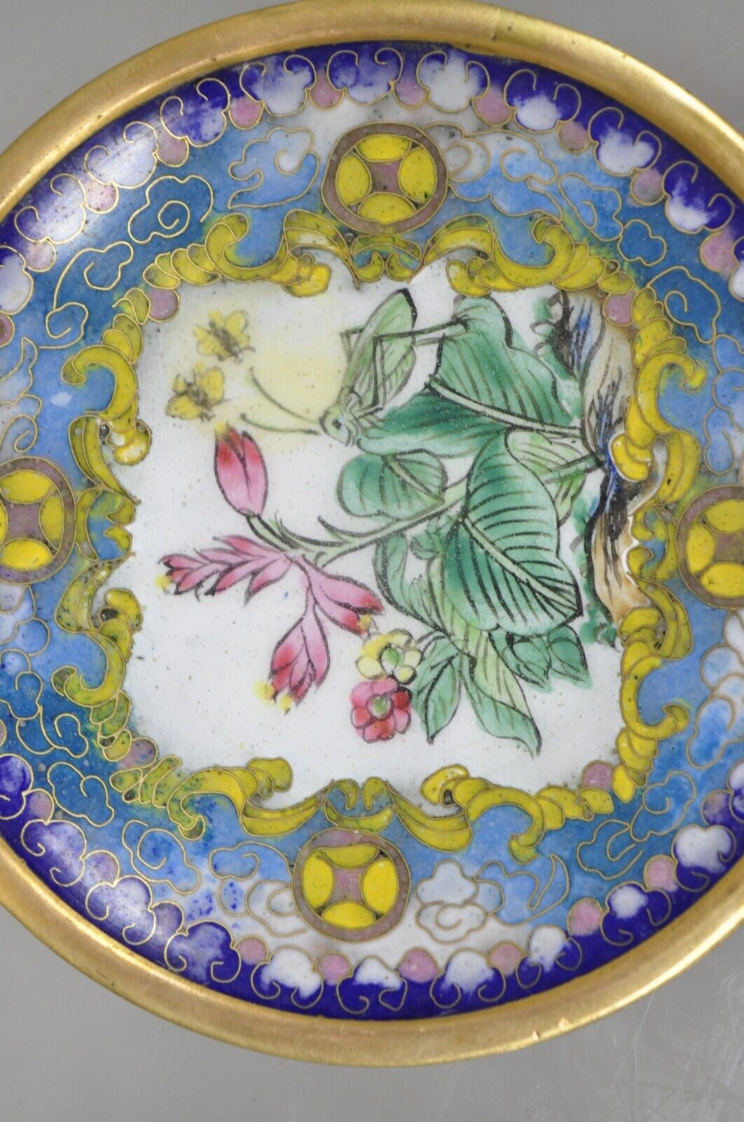 Vintage Brass Enamel Cloisonne Small Trinket Dish Set - Mixed Colors