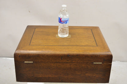 Antique Edwardian Oak Wood Large Silverware Flatware Chest with Drawer