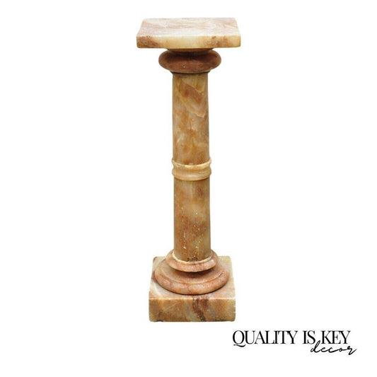 Antique Italian Classical Rouge Onyx Stone Marble Column Pedestal Stand