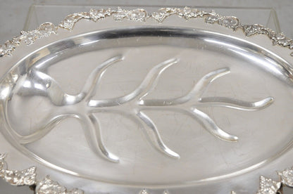 Vintage Victorian Style Silver Plated Oval Footed Meat Cutlery Platter Tray