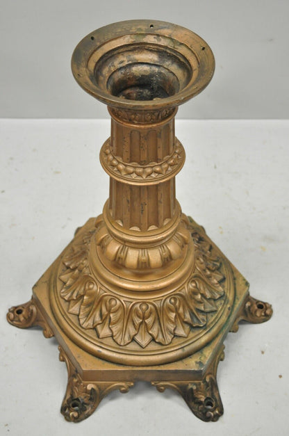 Antique French Victorian Cast Bronze Empire Style 23" Pedestal Table Base