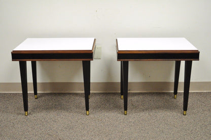 Pair of Vintage Mid Century Modern Rectangular Walnut & Laminate End Side Tables