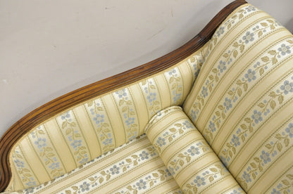 Vintage Regency Style Carved Mahogany Saber Leg Chaise Lounge Sofa Recamier