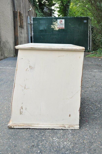 Antique French Country Distress Painted Sewing Thread Spool Chest Cabinet