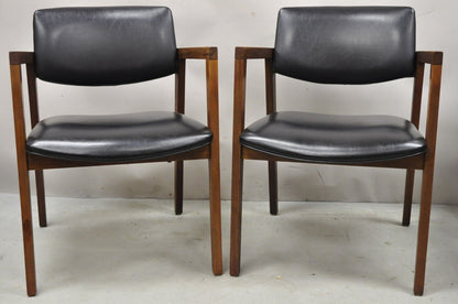 Pair Vintage Mid Century Modern Walnut Arm Chair Lounge Chair by United Chair Co