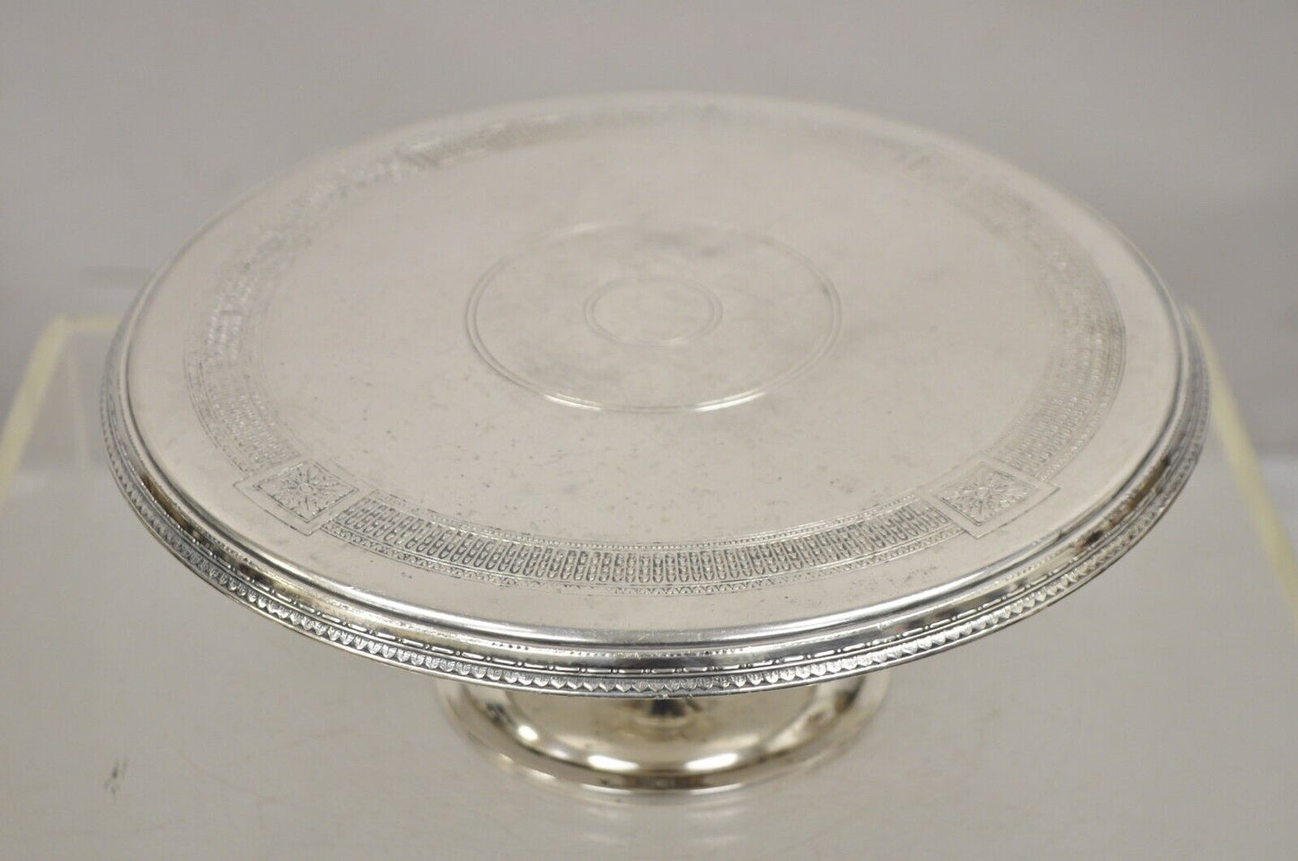 Pairpoint Antique Edwardian Silver Plated Pedestal Base Cake Stand Platter Plate