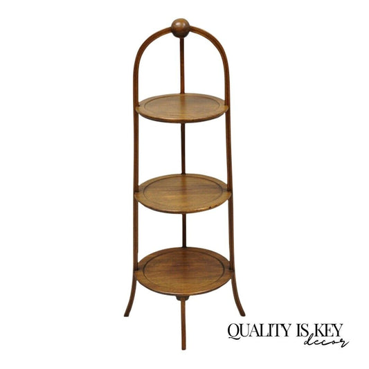 Vintage Mahogany Edwardian Style 3 Tier Muffin Stand with Pencil Inlay