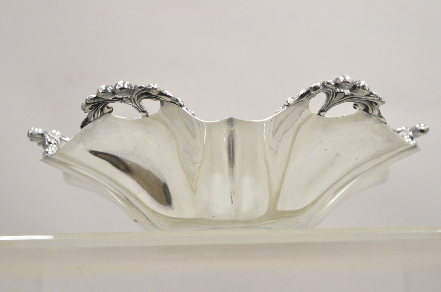 Vintage Victorian Silver Plated Handkerchief Candy Dish Fruit Bowl Berry Design