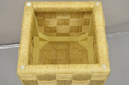 Decorator Modern Woven Rattan Rope Cord Cube Ottoman Side Table - a Pair