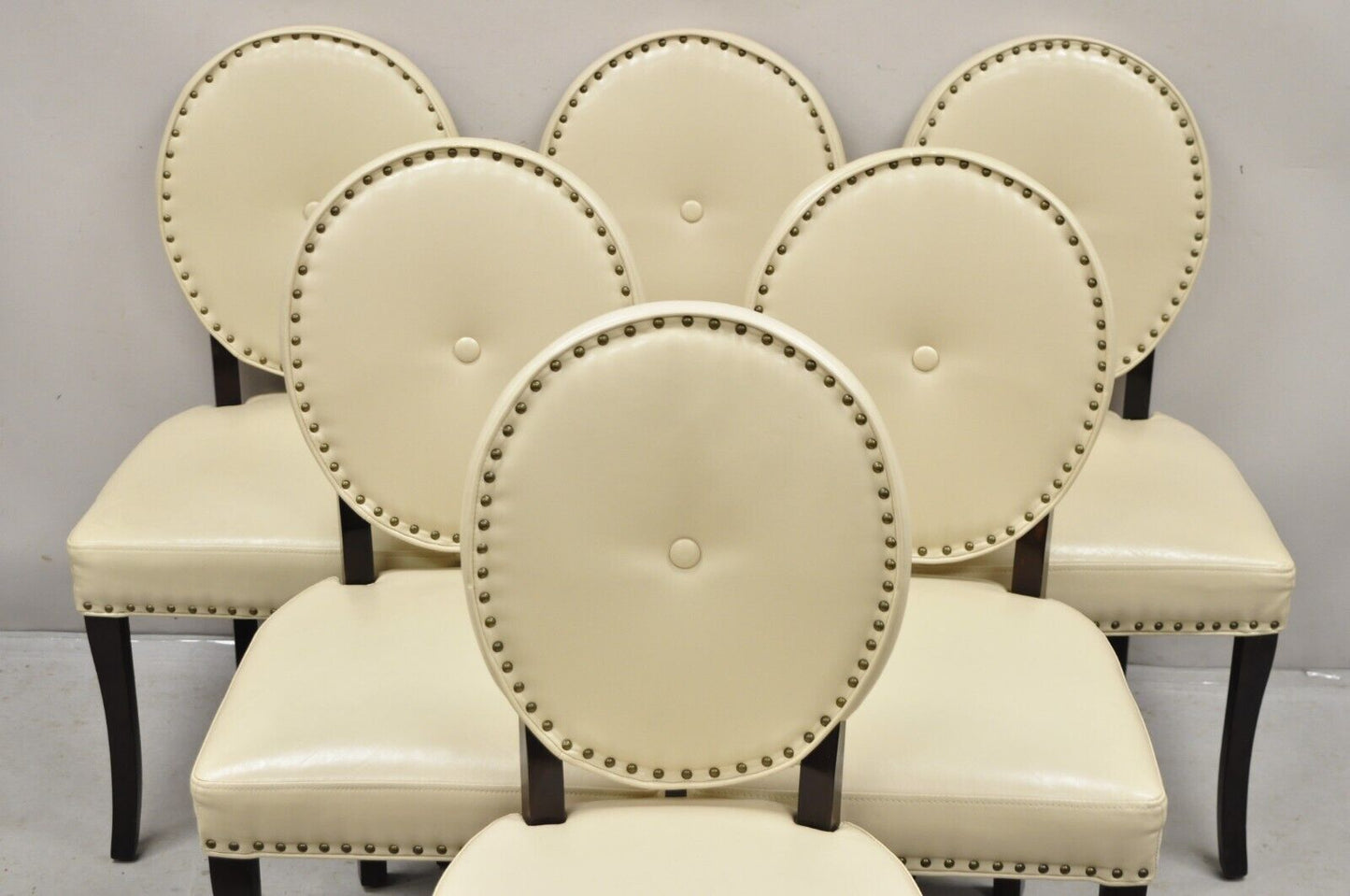 Pier 1 Imports Cadence Ivory Nailhead Oval Back Dining Chairs - Set of 6