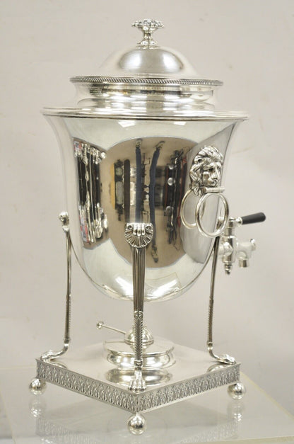 19th C. English Silver Plated Regency Paw Foot Samovar with Lions by Folgate