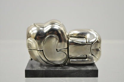 Miguel Berrocal La Mini Zoraida Nickel Plated Puzzle Sculpture Box and Book