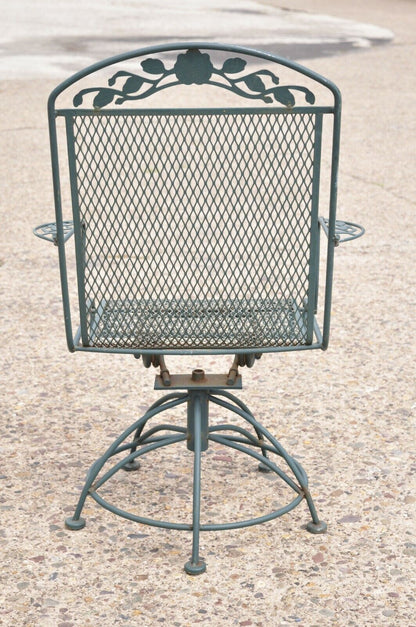 Vintage Meadowcraft Dogwood Green Wrought Iron Swivel Spring Garden Patio Chair