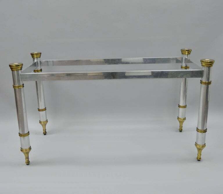 Chrome & Brass Maison Jansen Hollywood Regency Console Dining Desk Table Base