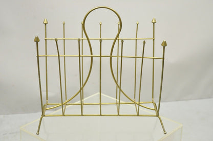 Vintage Mid Century Modern Atomic Era Metal Wire Gold Magazine Rack Stand