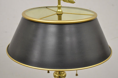 Vintage Brass Tole Metal Black Tole Shade Candlestick Desk Table Lamp