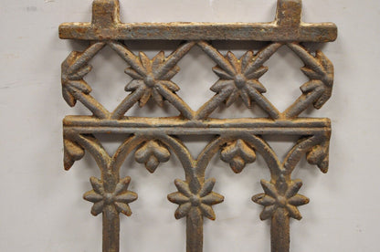 Antique Cast Iron Victorian Greek Key Sun Face Garden Fence Gate Decor - Each