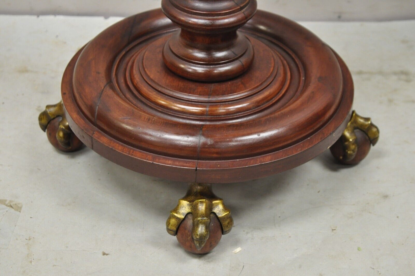 Antique Empire Victorian Walnut Barley Twist Spiral Carved Pedestal Stand