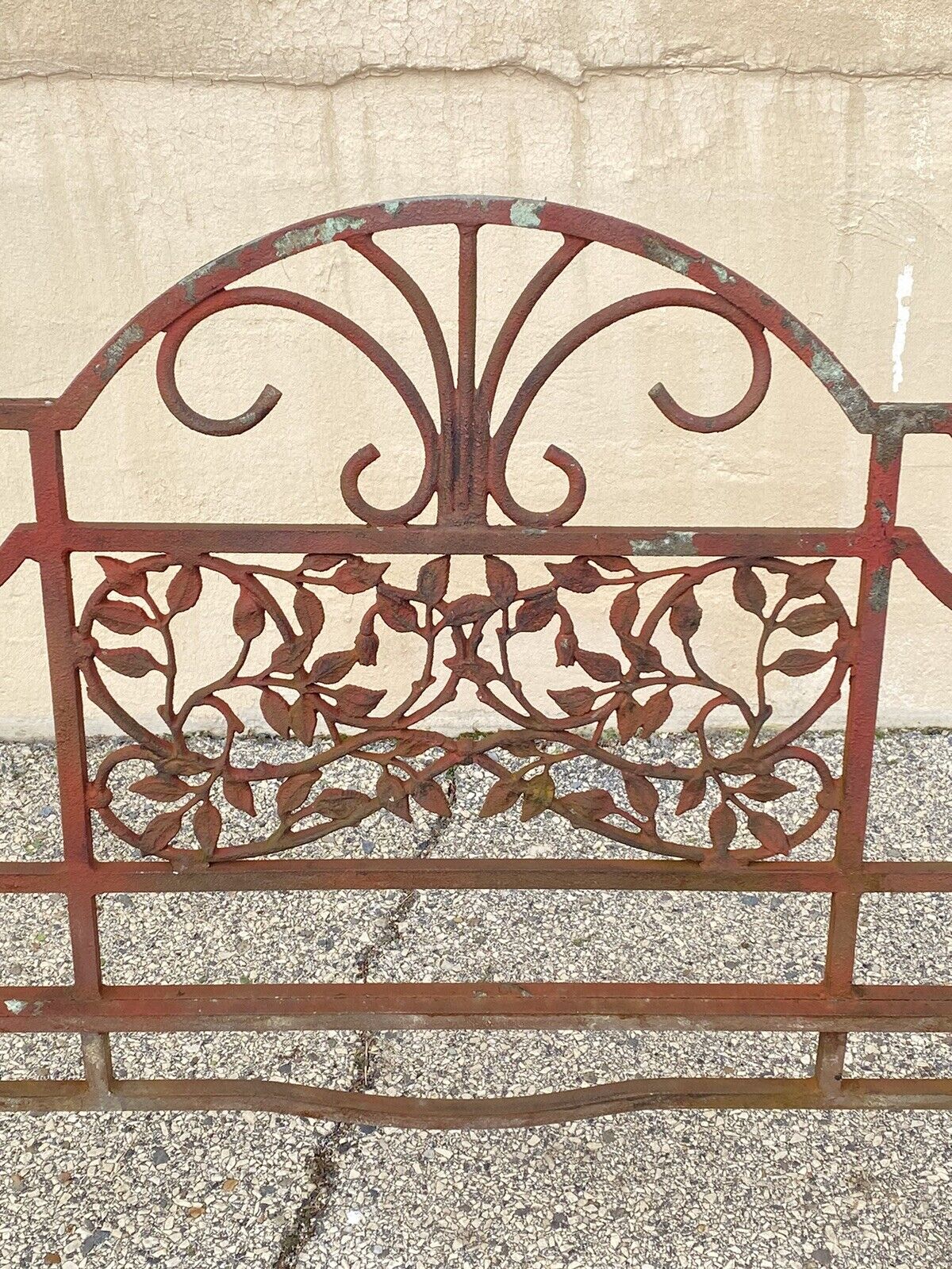 Vintage French Art Nouveau Style Leafy Vine Cast Aluminum Garden Patio Bench