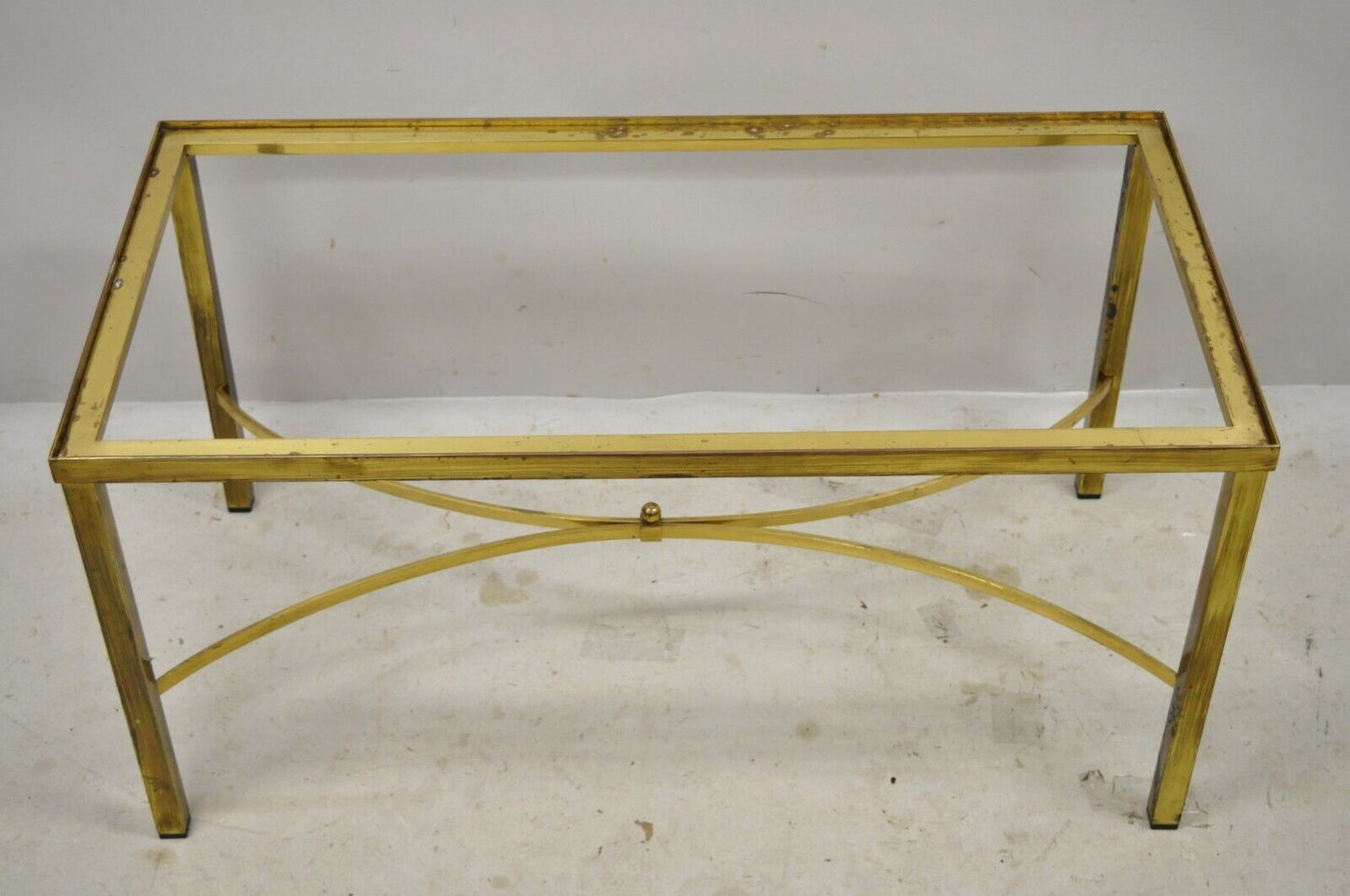 Vtg Mastercraft Italian Brass Rectangular Hollywood Regency Coffee Table Base