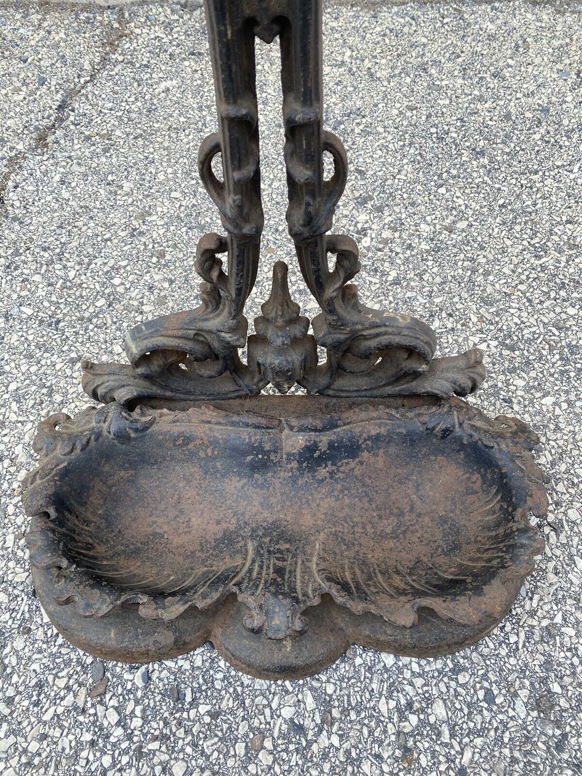 19th C. Antique Victorian Cast Iron Rococo Hall Tree Coat Hook Umbrella Stand