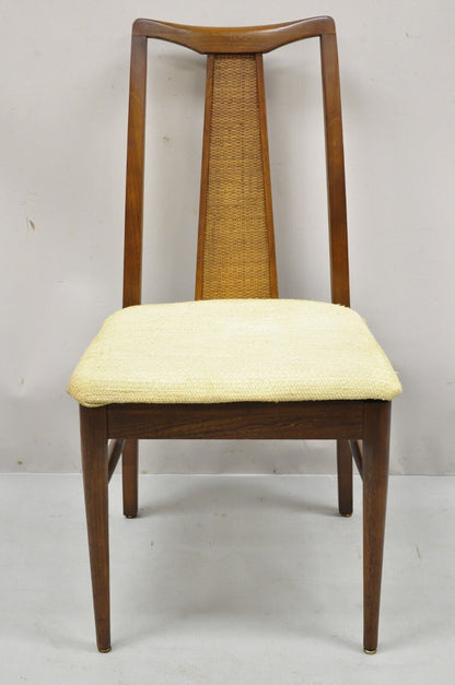 Vintage Mid Century Modern Walnut Cane Back Dining Chairs - Set of 4