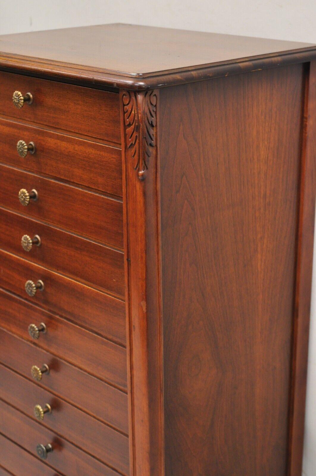 Vintage Mahogany 10 Drawer Sheet Music or Flat File Cabinet Tall Chest