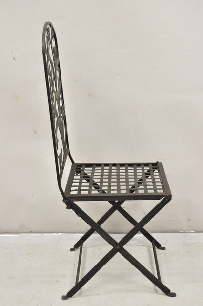 Vintage Wrought Iron Figural Monkeys In Tree Folding Garden Accent Chair